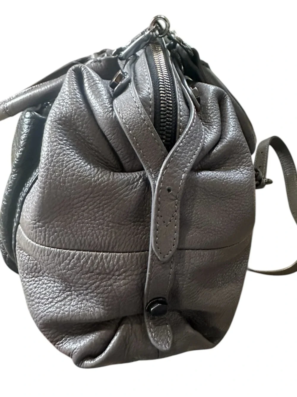 OrYany Leather Hobo Bag Dual Handles Crossbody Shoulder Strap Gray & Black